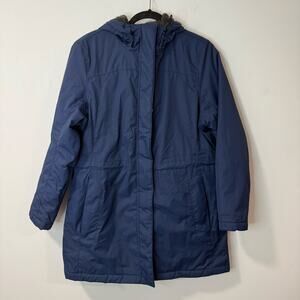 L.L. Bean Women's Winter Warmer Coat Parka Navy Blue Medium Petite Waterproof